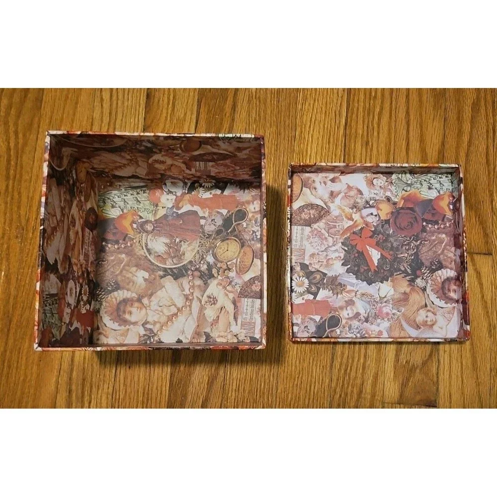 Elegant Storage Box Pink & Red Victorian Cherub Roses Pearls Theme 7